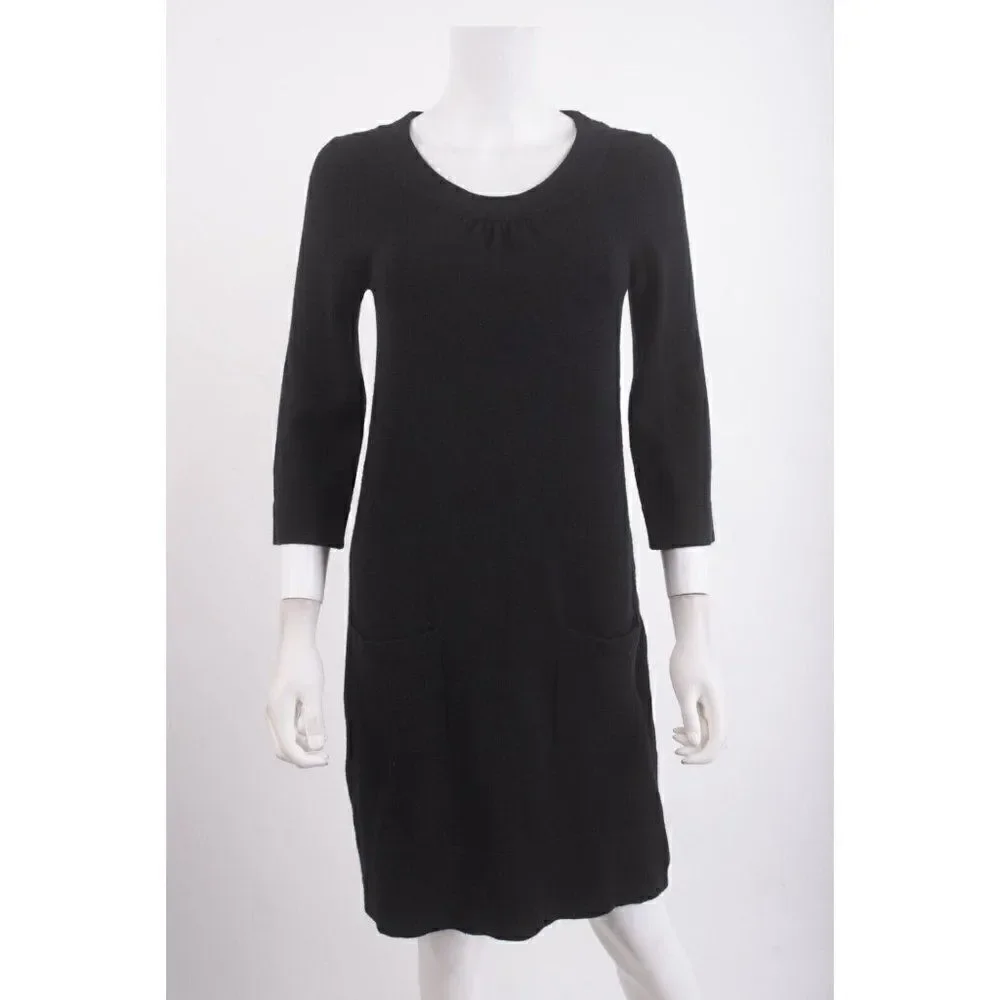 Boden Womens Knit Sweater Dress UK 10 US 6 Black 3/4 Sleeve scoop neck